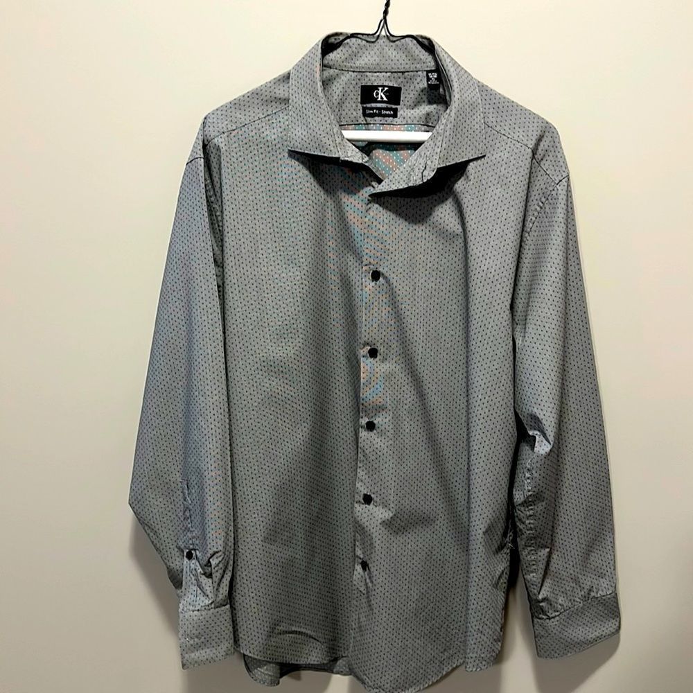 CK slim fit/stretch Mens grey shirt - Fits like a L Large, but is XL
